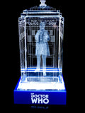 William Hartnell of Doctor Who laser-engraved in a crystal TARDIS replica on an LED-lit base