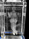 David Tennant of Doctor Who laser-engraved in a crystal TARDIS replica on an LED-lit base