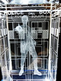 Peter Capaldi of Doctor Who laser-engraved in a crystal TARDIS replica on an LED-lit base