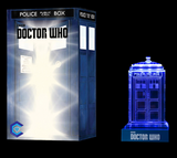 Doctor Who classic crystal TARDIS replica on an LED-lit base