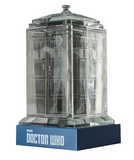 Peter Capaldi of Doctor Who laser-engraved in a crystal TARDIS replica on an LED-lit base