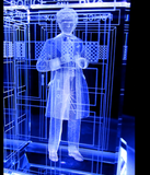 Colin Baker of Doctor Who laser-engraved in a crystal TARDIS replica on an LED-lit base