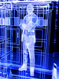 Christopher Eccleston of Doctor Who laser-engraved in a crystal TARDIS replica on an LED-lit base