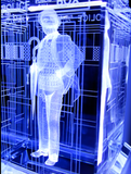 Sylvester McCoy of Doctor Who laser-engraved in a crystal TARDIS replica on an LED-lit base