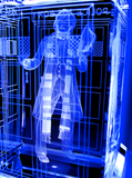 Tom Baker of Doctor Who laser-engraved in a crystal TARDIS replica on an LED-lit base